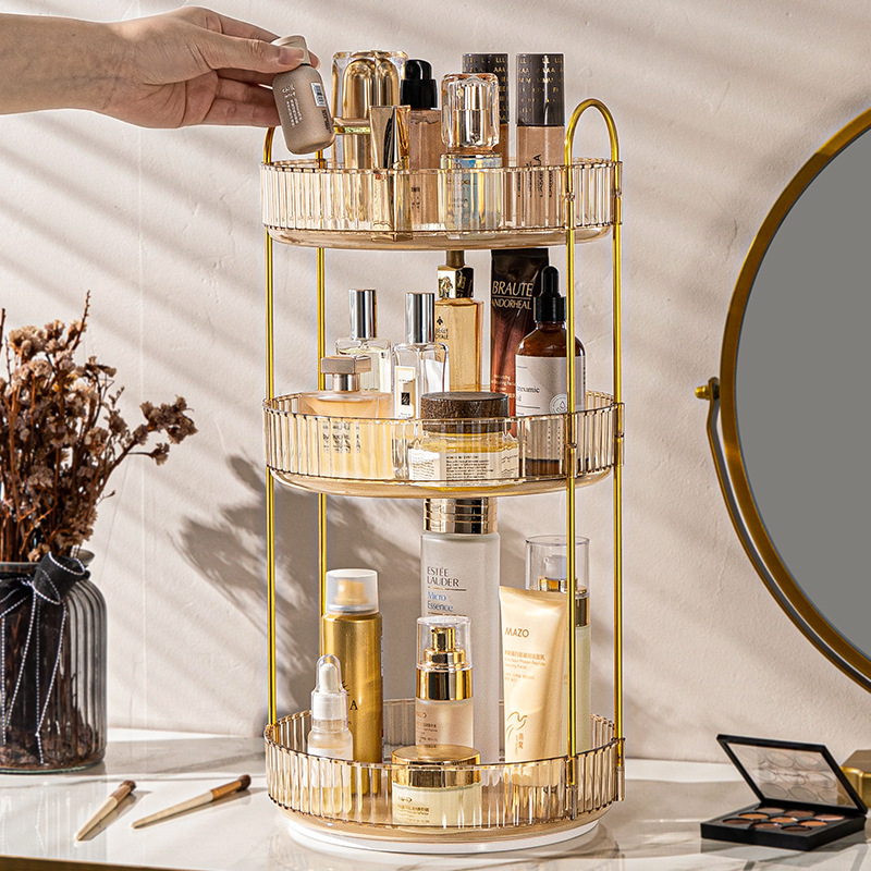Luxury Skincare And Makeup Brands - 1 ชิ้น กล่องเก็บเครื่องสำอางแบบหมุนได้ หรูหรา ใช้งานง่าย สำหรับตั้งโต๊ะ